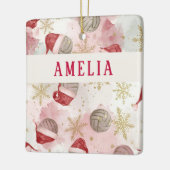 Volleyball Santa Hat Name Christmas   セラミックオーナメント (左)