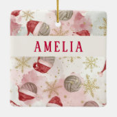 Volleyball Santa Hat Name Christmas   セラミックオーナメント (裏面)