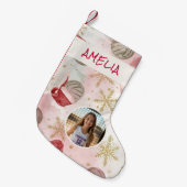 Volleyball Santa Hat Name Photo スモールクリスマスストッキング (正面 (吊り時))