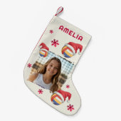 Volleyball Santa Hat Name Photo Christmas  スモールクリスマスストッキング (正面 (吊り時))