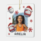 Volleyball Santa Hat Name Photo Christmas  セラミックオーナメント (左)
