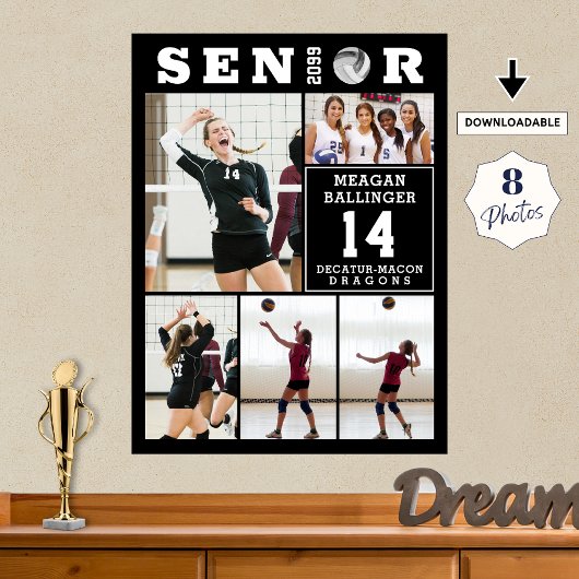 Volleyball Senior Graduation 5 Photo Collage ポスター