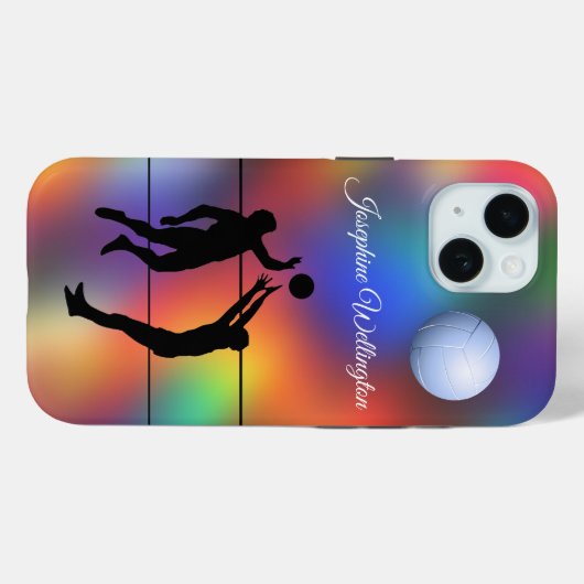 Volleyball Silhouette Players and Ball personalize Case-Mate iPhoneケース (裏面 (横))