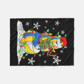 Volleyball Snowman Christmas Tree Lights Xma T Shi フリースブランケット (正面(横))