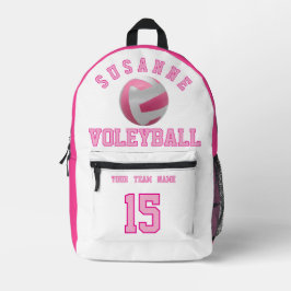 Volleyball Team Name Custom Sports Rose pink プリントバックパック