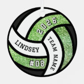 Volleyball Team Player Green Glitter Christmas メタルオーナメント (裏面)