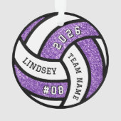Volleyball Team Player Purple Glitter Christmas オーナメント (裏面)