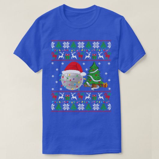 Volleyball Ugly Christmas Sweater Volley Xmas Ligh Tシャツ (デザイン正面)