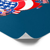 Volleyball USA Flag Hat Fireworks Patriotic 4th ポスター (角)