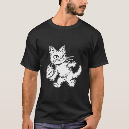 Volleyball Vball Beach Volleyball Cat Tシャツ (正面)