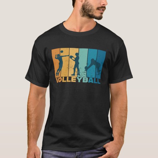 Volleyball Vintage Retro Volleyball Player Tシャツ (正面)