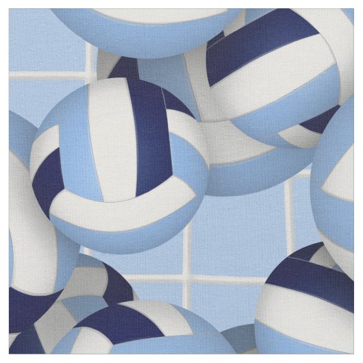 Volleyballs pattern w net bkgrd navy lt blue ファブリック (クローズアップ)