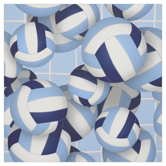 Volleyballs pattern w net bkgrd navy lt blue ファブリック (見本)