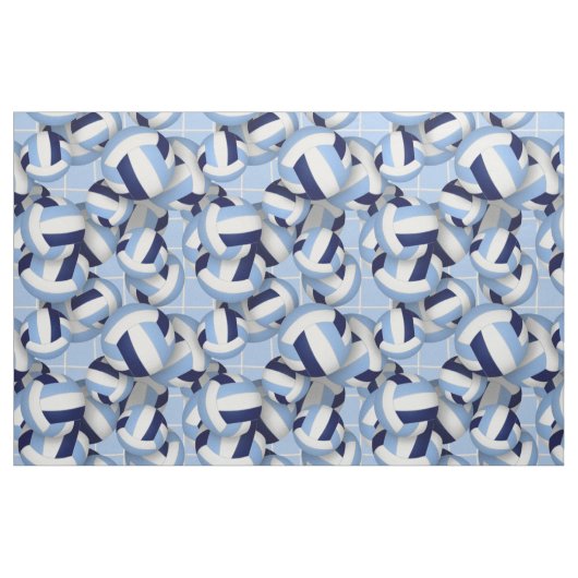 Volleyballs pattern w net bkgrd navy lt blue ファブリック (ファットクウォーター)