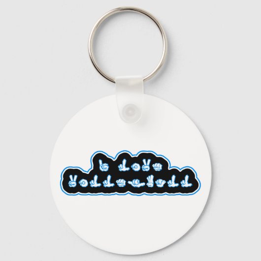 VolleyChick I Love Volleyball ASL キーホルダー (正面)