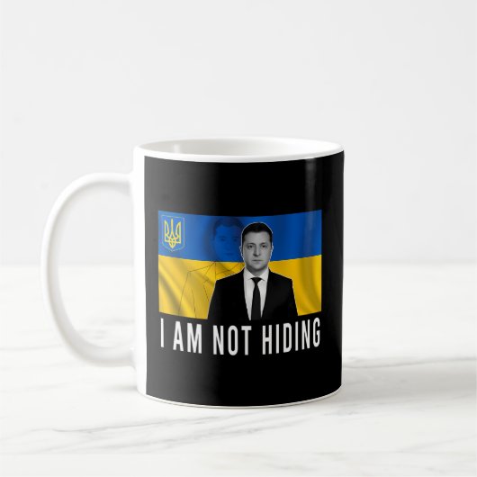 Volodymyr Zelensky私はサポートウクライナを隠していない コーヒーマグカップ (左)
