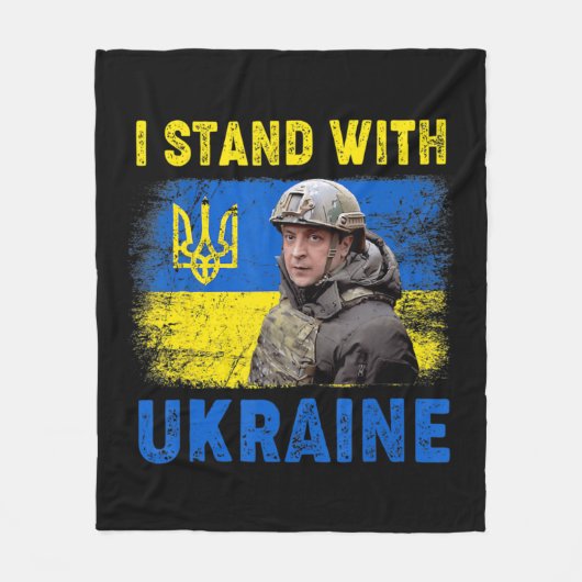 Volodymyr Zelensky I Stand With Ukraine Ukrainian フリースブランケット (正面)