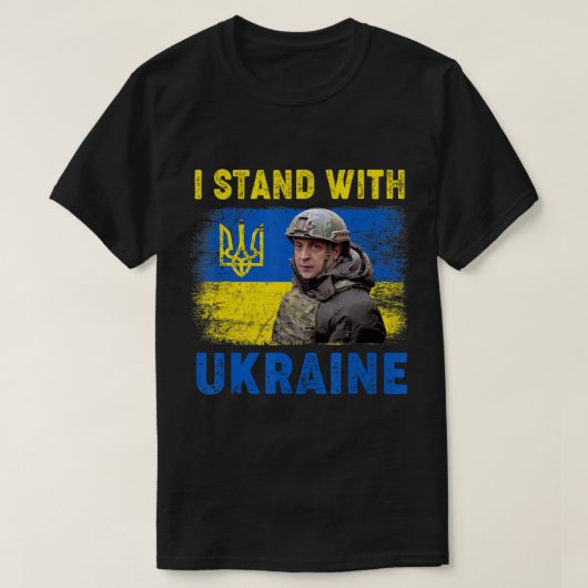 Volodymyr Zelensky I Stand With Ukraine Ukrainian  Tシャツ (デザイン正面)