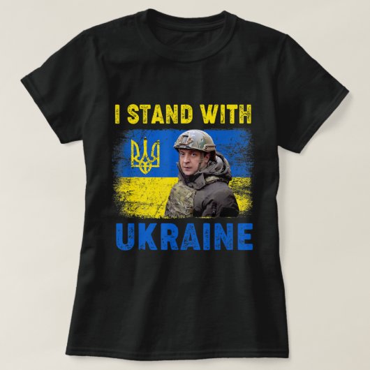 Volodymyr Zelensky I Stand With Ukraine Ukrainian  Tシャツ (デザイン正面)