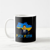 Volodymyr Zelensky Puck FutinミームI Stand With Uk コーヒーマグカップ (左)