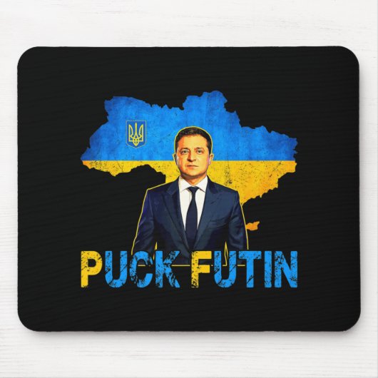 Volodymyr Zelensky Puck FutinミームI Stand With Uk マウスパッド (正面)