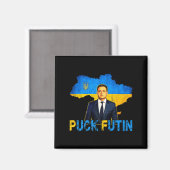 Volodymyr Zelensky Puck FutinミームI Stand With Uk マグネット (正面/裏面)