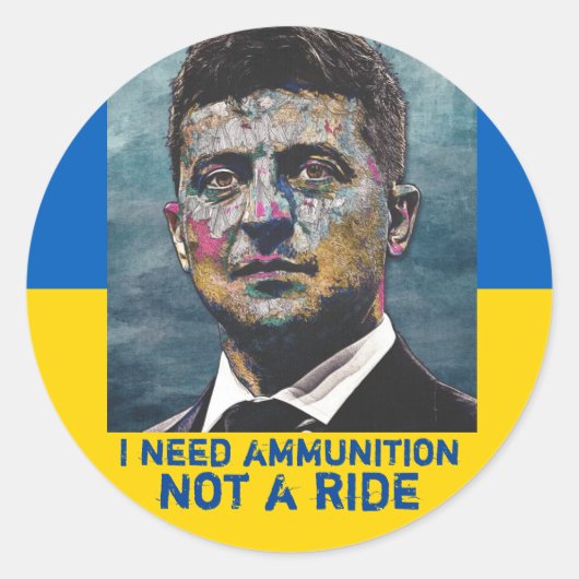 Volodymyr Zelenskyyステッカー ラウンドシール (正面)