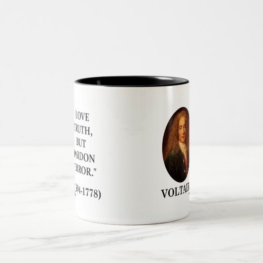 Voltaire愛真実しかし許しの間違いの引用文 ツートーンマグカップ (中央)