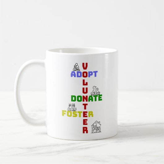 Volunteer Adopt Donate Foster Animal Rescue コーヒーマグカップ (左)