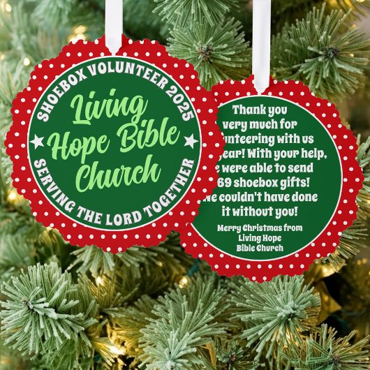 Volunteer Appreciation Paper Ornament - Christmas オーナメントカード