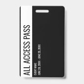 Volunteer Name All Access Pass Event Black white バッジ (裏面)