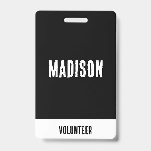 Volunteer Name All Access Pass Event Black white バッジ (正面)