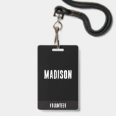 Volunteer Name All Access Pass Event gray& black バッジ (正面（ネックストラップ付）)