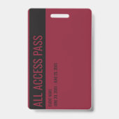 Volunteer Name All Access Pass Event maroon black バッジ (裏面)