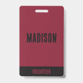 Volunteer Name All Access Pass Event maroon black バッジ (正面)