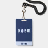 Volunteer Name All Access Pass Event navy blue バッジ (正面（ネックストラップ付）)