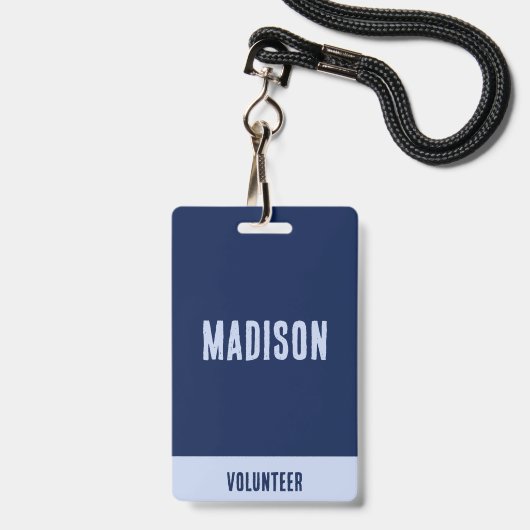 Volunteer Name All Access Pass Event navy blue バッジ (正面（ネックストラップ付）)