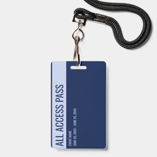 Volunteer Name All Access Pass Event navy blue バッジ (裏面（ネックストラップ付）)