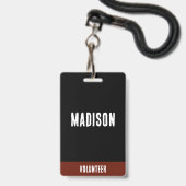 Volunteer Name All Access Pass Event red & black バッジ (正面（ネックストラップ付）)