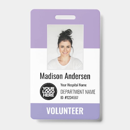 Volunteer Photo ID Badges with Clip or Lanyard バッジ (正面)