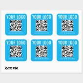 Volunteer QR Code Stickers Custom Logo Sky Blue スクエアシール (シート)