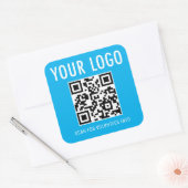 Volunteer QR Code Stickers Custom Logo Sky Blue スクエアシール (封筒)