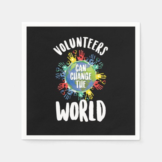 Volunteers Can Change The World Volunteering Volun スタンダードカクテルナプキン (正面)