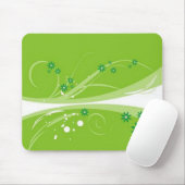 Volutes � fleurs sur motif vert - マウスパッド (マウス)