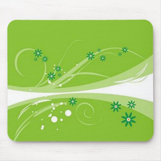 Volutes � fleurs sur motif vert - マウスパッド (正面)