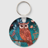 Vom Künstler handillustrierte Eule – Boho Natur キーホルダー (正面)