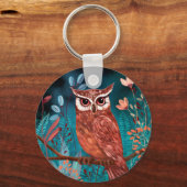 Vom Künstler handillustrierte Eule – Boho Natur キーホルダー (正面)