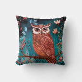 Vom Künstler handillustrierte Eule – Boho Natur クッション (正面)