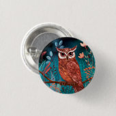 Vom Künstler handillustrierte Eule – Boho Natur 缶バッジ (正面&裏面)