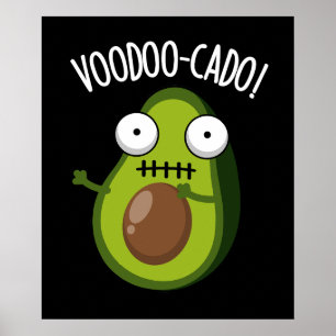 Voodoo-cado 面白いアボカド ダークBG ポスター